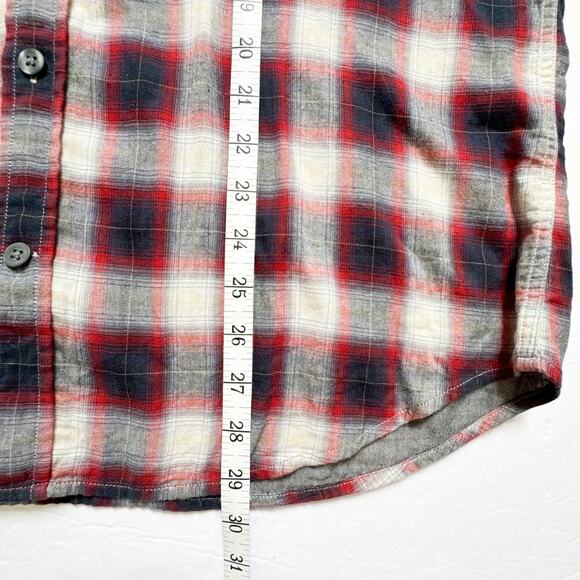 Vince Red Navy Gray Plaid Cotton Button Down Shirt Men’s Large - Picture 10 of 10